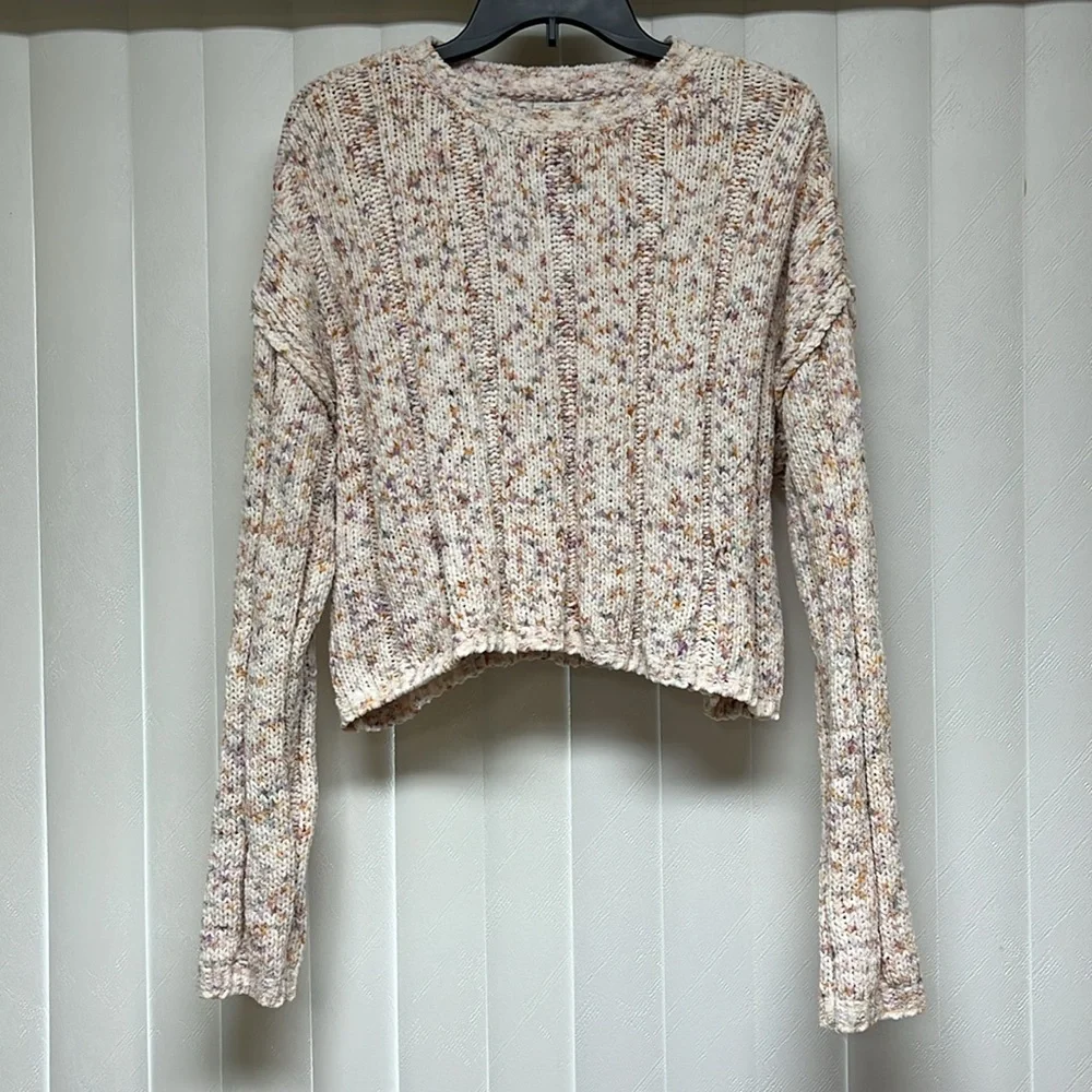 🤍Womens White Multi-Color Arizona Cropped Sweater - Picture 3 of 5
